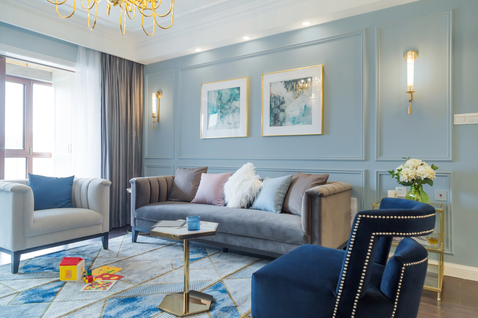 蓝色海洋 - 地中海风格三室两厅装修效果图 - 18328181562设计效果图 - 每平每屋·设计家